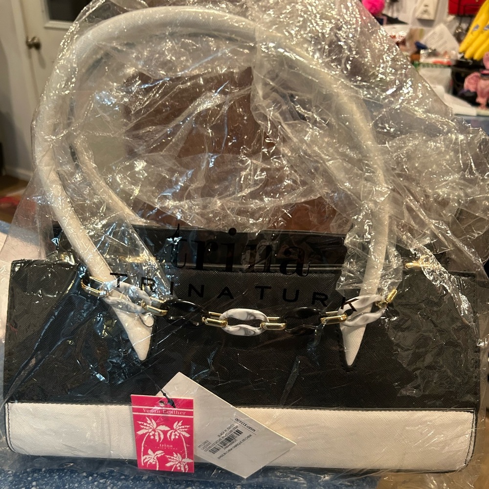 Brand new Trina Turk black and white purse